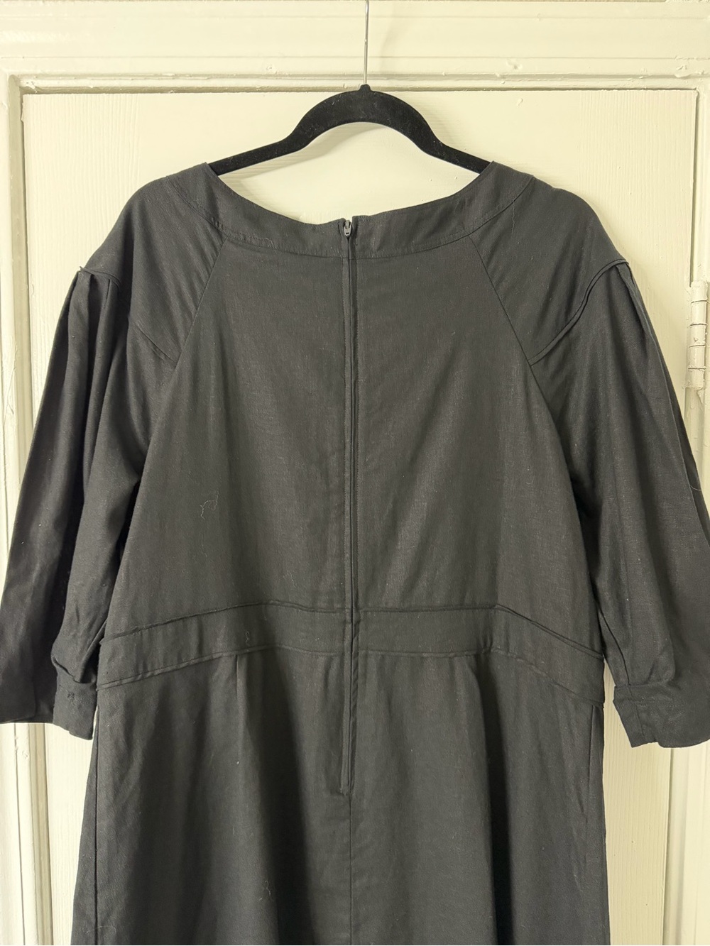 Banana Republic Linen-Blend Mini Dress 16 Boat Neckline 3/4 Sleeve Quiet Luxury - Picture 8 of 11